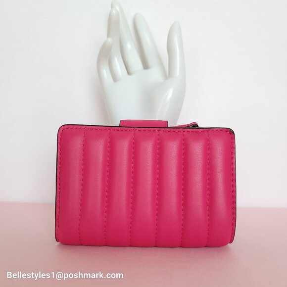 COACH Bifold Quilted Soft Smooth Leather ID Window Medium Wallet - Bold Pink ⭐ - Picture 7 of 16